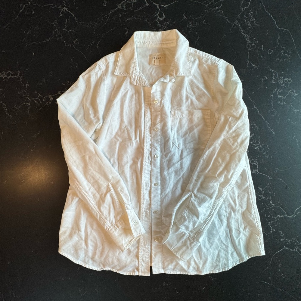 Tomboy White Button Down Cotton Shirt